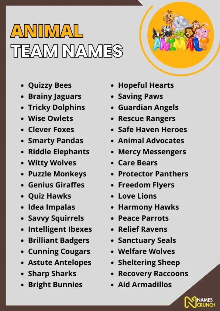 550 Animal Team Names Cool Funny Creative Names Crunch