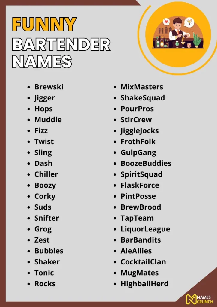 Funny Bartender Names infographic