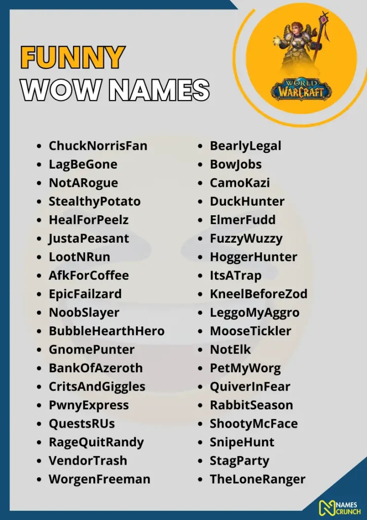 690 Funny WoW Names Characters Guilds And Pets Names Crunch